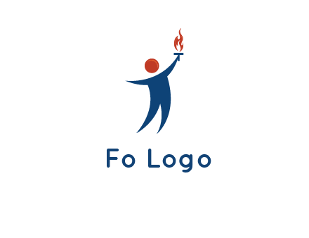 abstract person holding Olympic flame logo