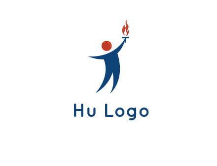 abstract person holding Olympic flame logo