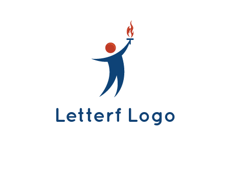 abstract person holding Olympic flame logo