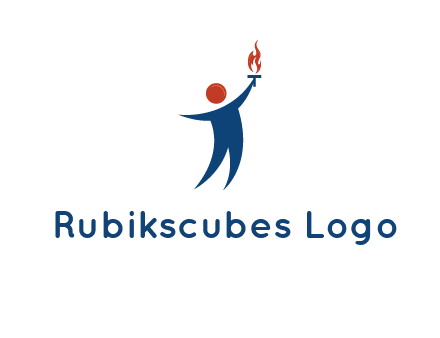 abstract person holding Olympic flame logo