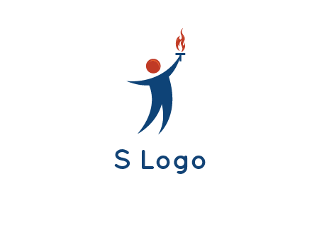 abstract person holding Olympic flame logo