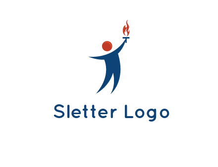 abstract person holding Olympic flame logo