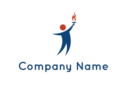 abstract person holding Olympic flame logo