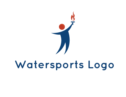 abstract person holding Olympic flame logo