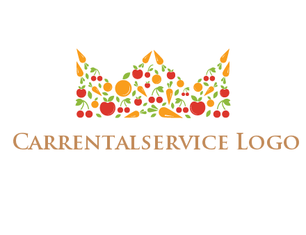 vegetables and fruits forming abstract crown logo