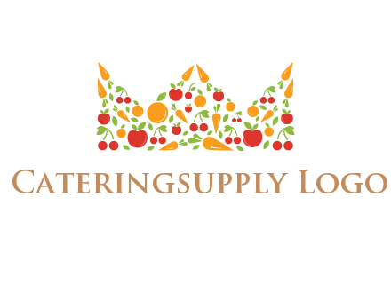 vegetables and fruits forming abstract crown logo