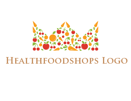 vegetables and fruits forming abstract crown logo