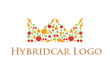 vegetables and fruits forming abstract crown logo