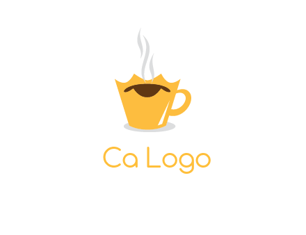 coffee cup merged with crown with smoke logo