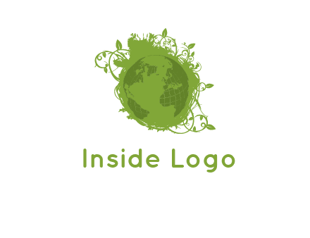 globe surrounded by vines graphic