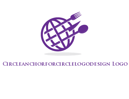 globe combined with fork spoon and knife logo