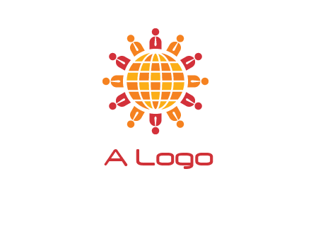 abstract people around abstract globe logo