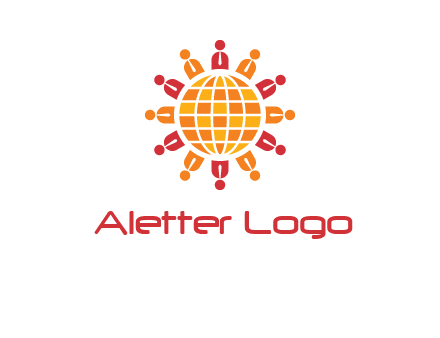 abstract people around abstract globe logo