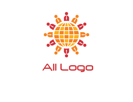 abstract people around abstract globe logo