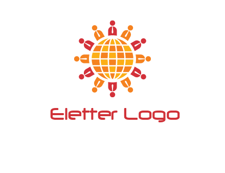 abstract people around abstract globe logo