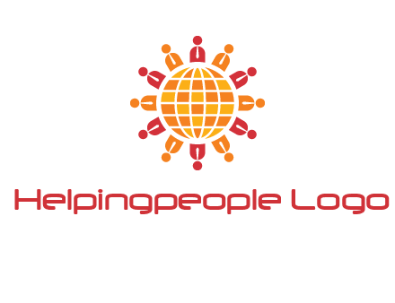 abstract people around abstract globe logo