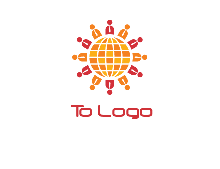 abstract people around abstract globe logo