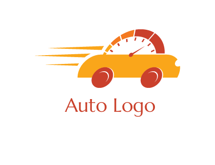 abstract car merge with speed meter logo