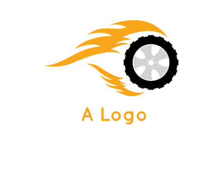 Tyre with fire flames symbol