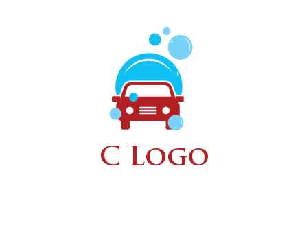 car with water bubbles logo