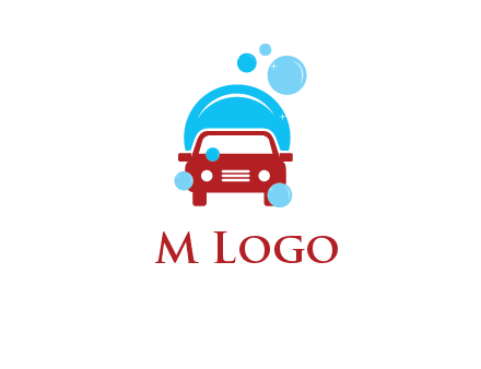 car with water bubbles logo