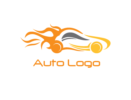 abstract car with fire flames logo