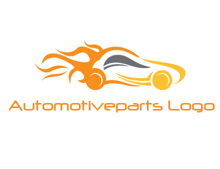 abstract car with fire flames logo