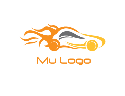 abstract car with fire flames logo