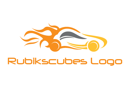 abstract car with fire flames logo