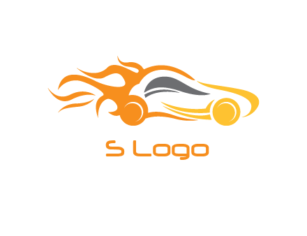 abstract car with fire flames logo