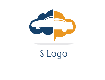 car inside cloudy chat bubble logo