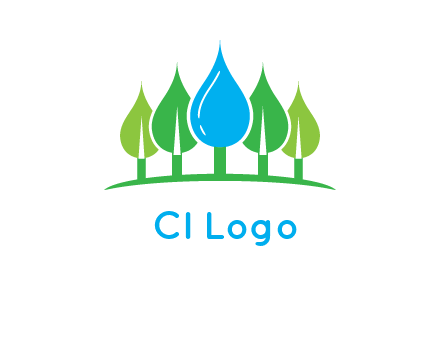 trees made of water drops logo