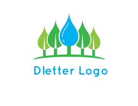 trees made of water drops logo