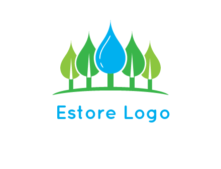 trees made of water drops logo