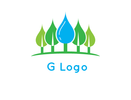 trees made of water drops logo