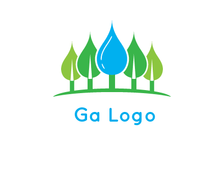 trees made of water drops logo