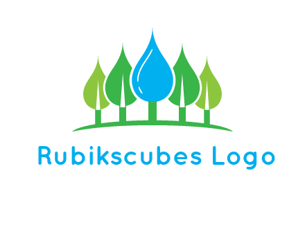 trees made of water drops logo