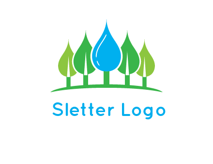 trees made of water drops logo