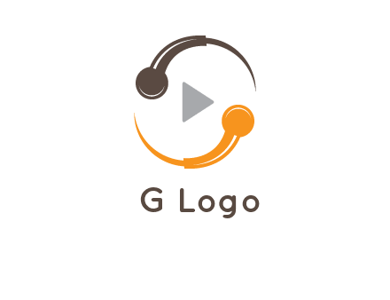 mic forming circle with play music icon logo