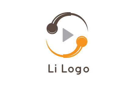 mic forming circle with play music icon logo