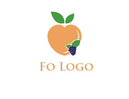 peach & grapes with leaves icon