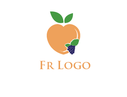 peach & grapes with leaves icon