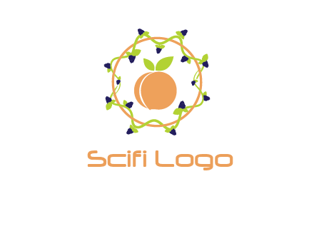 orange in circle with berries logo