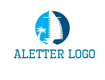 sailing boat and tree in circle logo