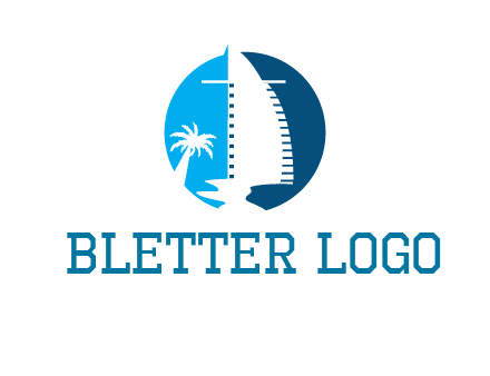 sailing boat and tree in circle logo