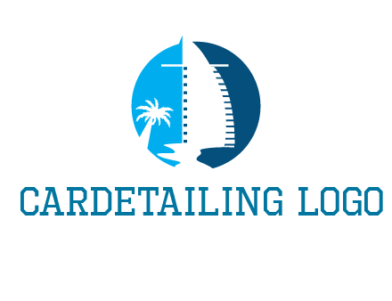 sailing boat and tree in circle logo