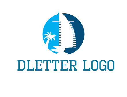 sailing boat and tree in circle logo