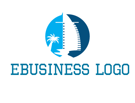 sailing boat and tree in circle logo