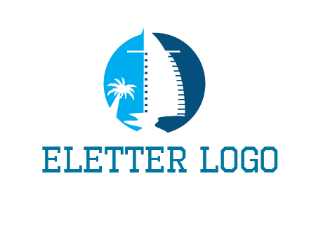 sailing boat and tree in circle logo