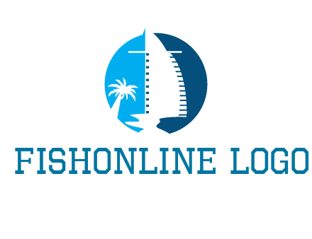 sailing boat and tree in circle logo